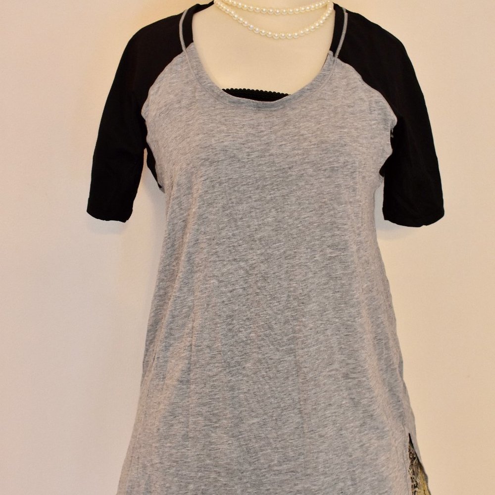 Spincity Tee Heathered Silver Slate / Black T-Shirt Size 8